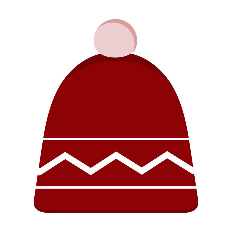 Hat, knitted winter headdress. Winter warm clothes. vector