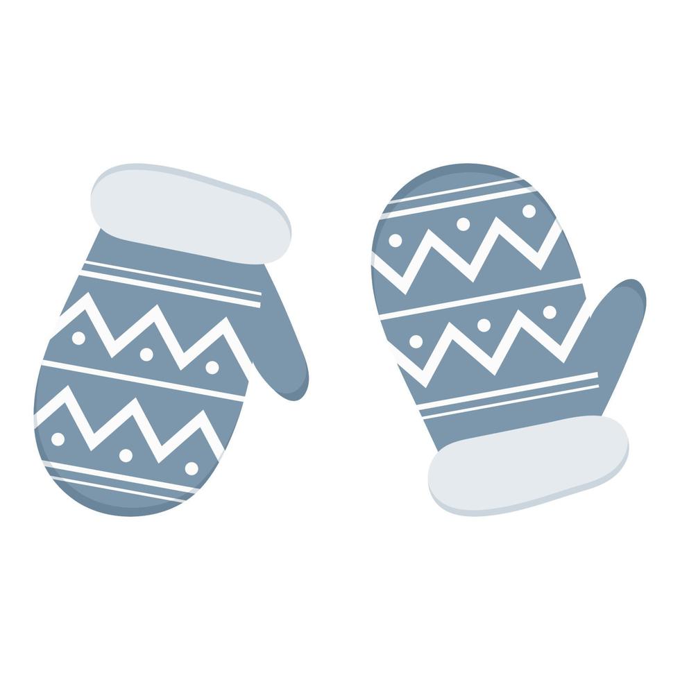 Winter clothing mitten, warm outerwear, cute cartoon style vector