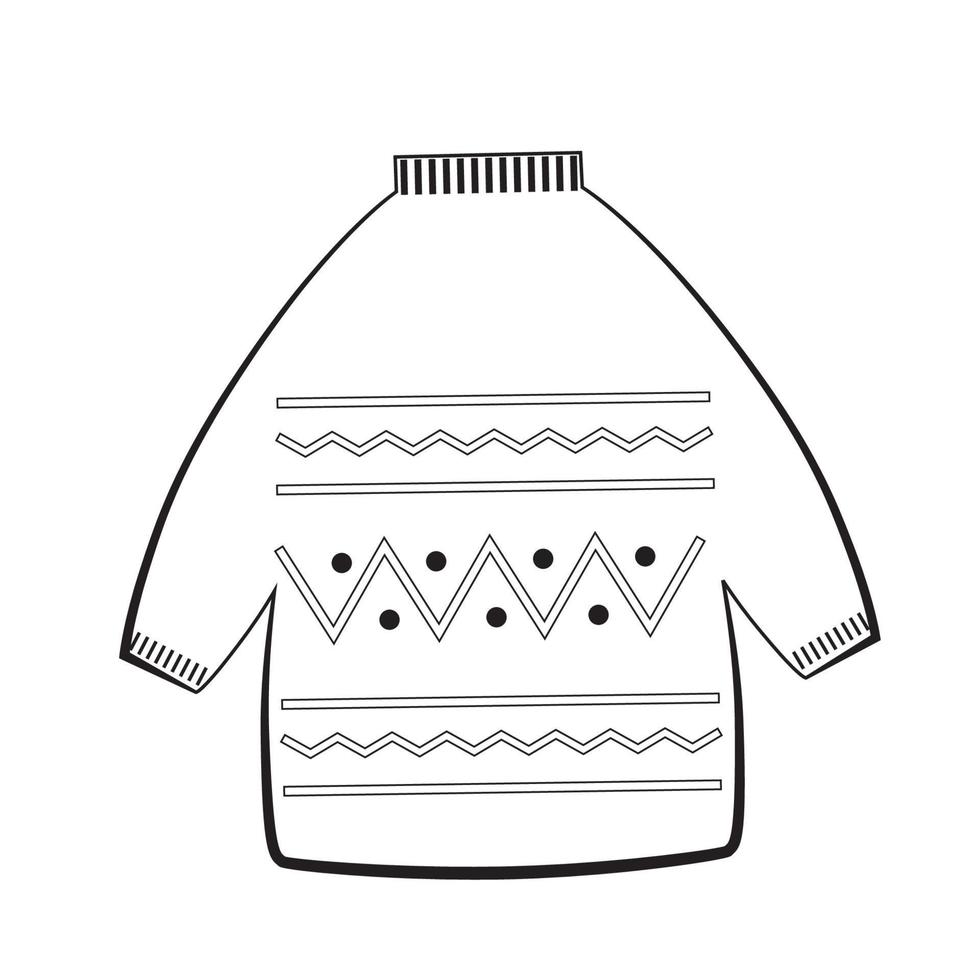 Winter clothes, sweater, pullover, jumper in cute cartoon style vector
