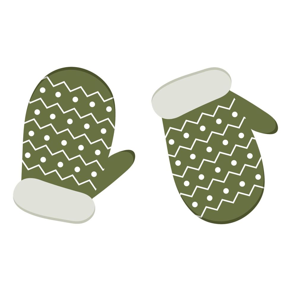 Winter clothing mitten, warm outerwear, cute cartoon style vector