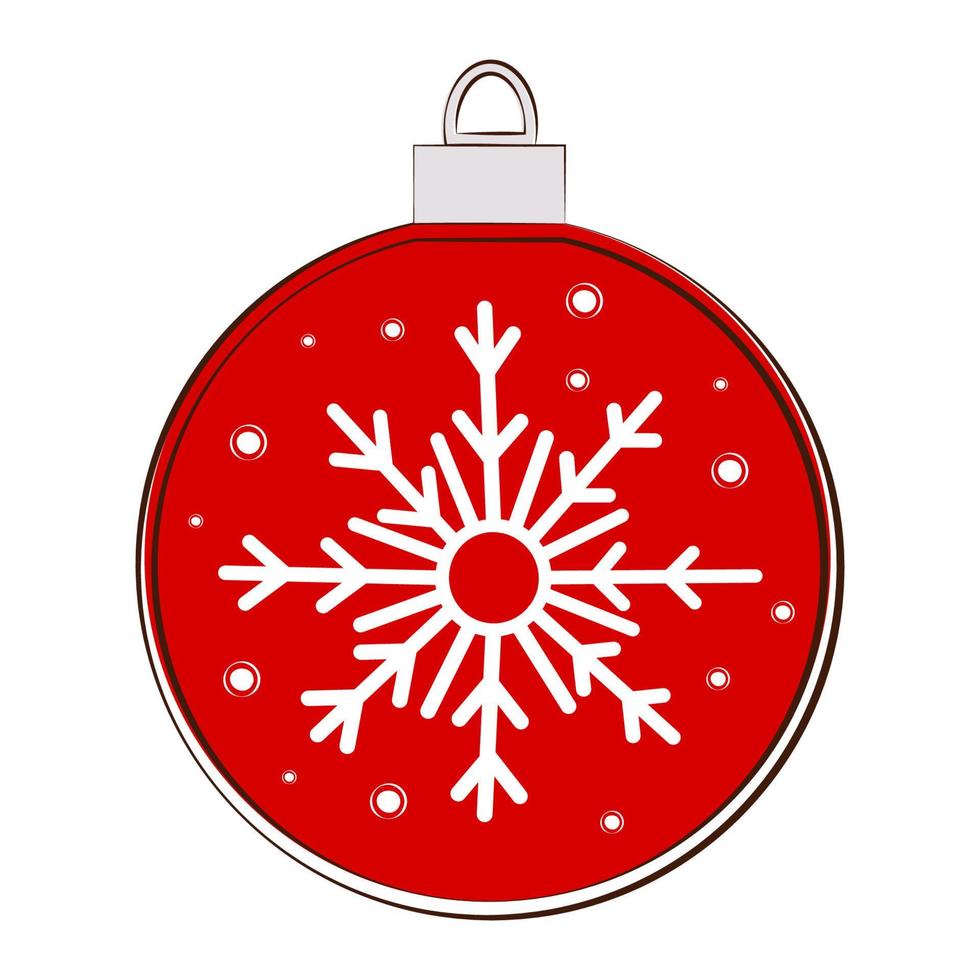 juguetes navideños dibujados a mano en color rojo. campana de juguete de navidad de vacaciones para abeto. vector