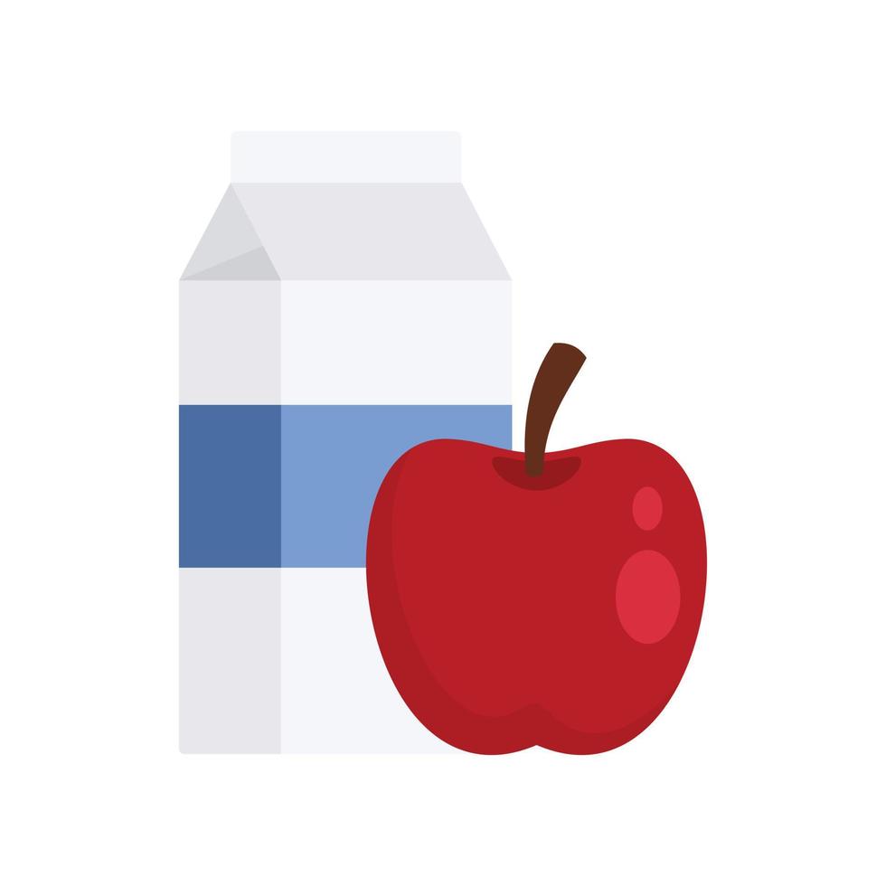 icono de paquete de leche de manzana roja, estilo plano vector