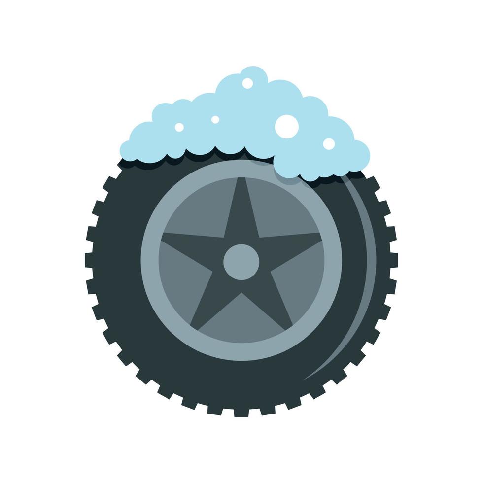 Wash car tire icon, flat style vector