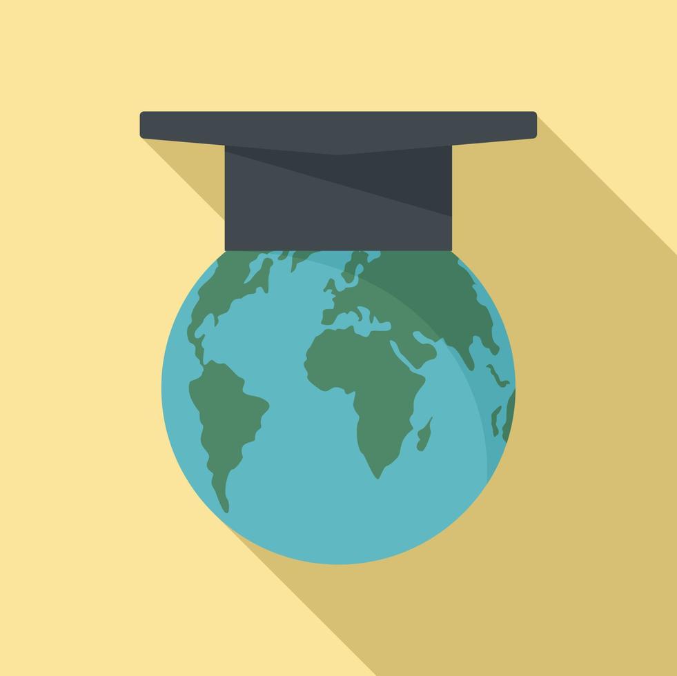 Global learning icon, flat style vector