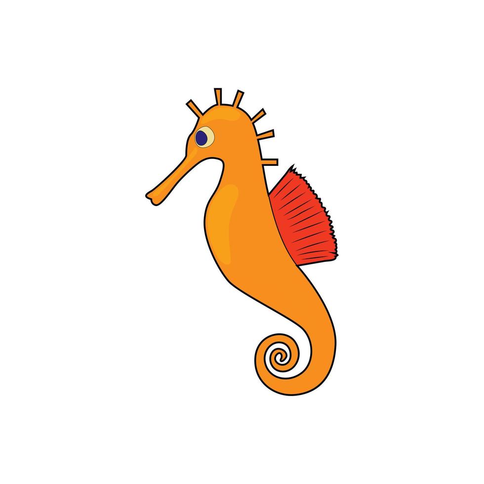 caballito de mar, icono de hipocampo en estilo de dibujos animados vector