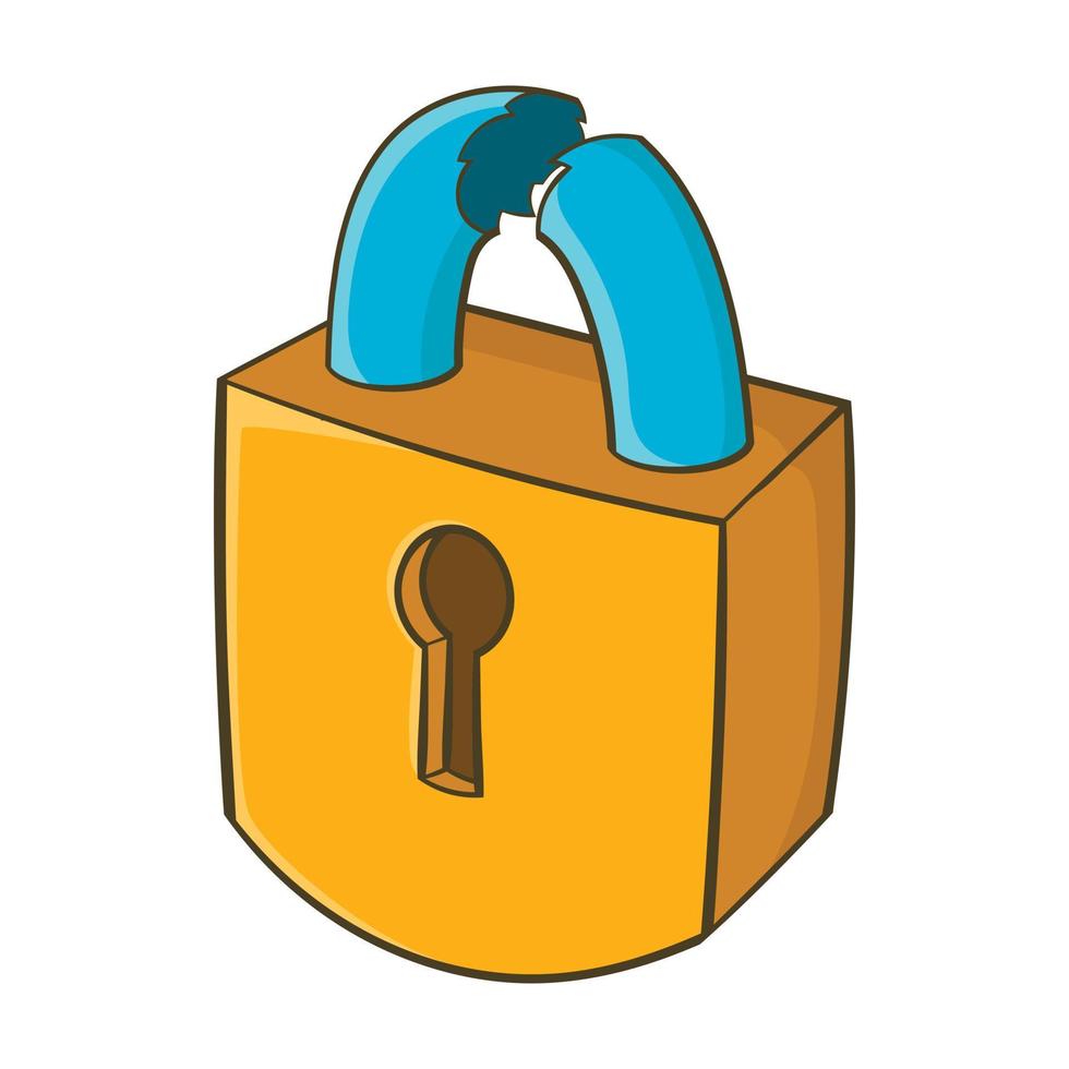 Padlock which is broken icon, cartoon style vector