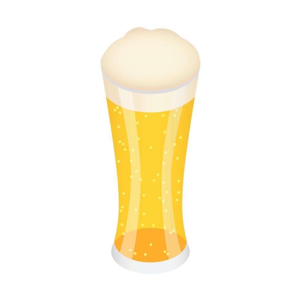 Glass of german beer icon, isometric style vector