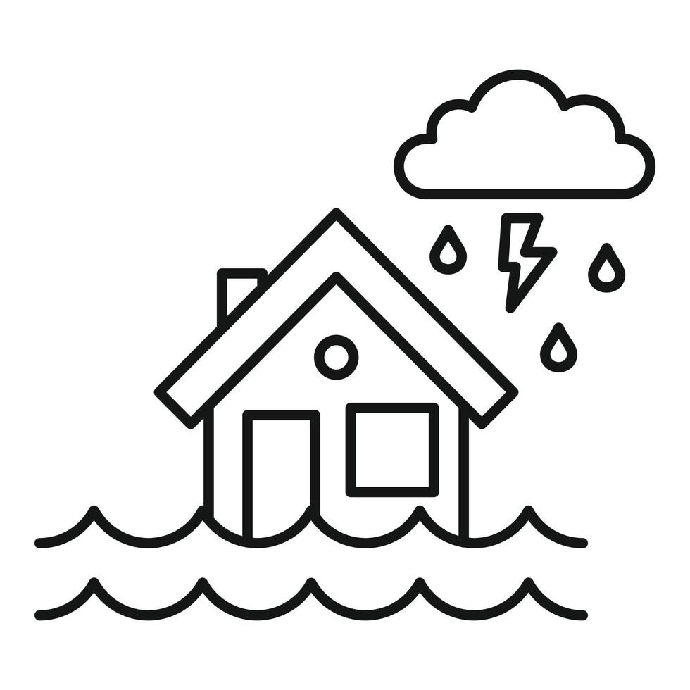 Storm house flood icon, outline style vector