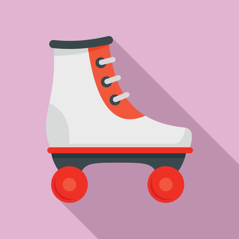 icono de patines rojos blancos, estilo plano vector