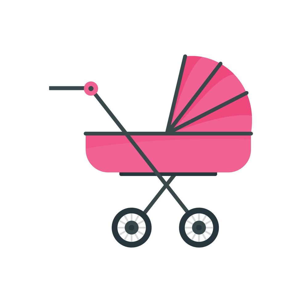Baby stroller icon, flat style vector