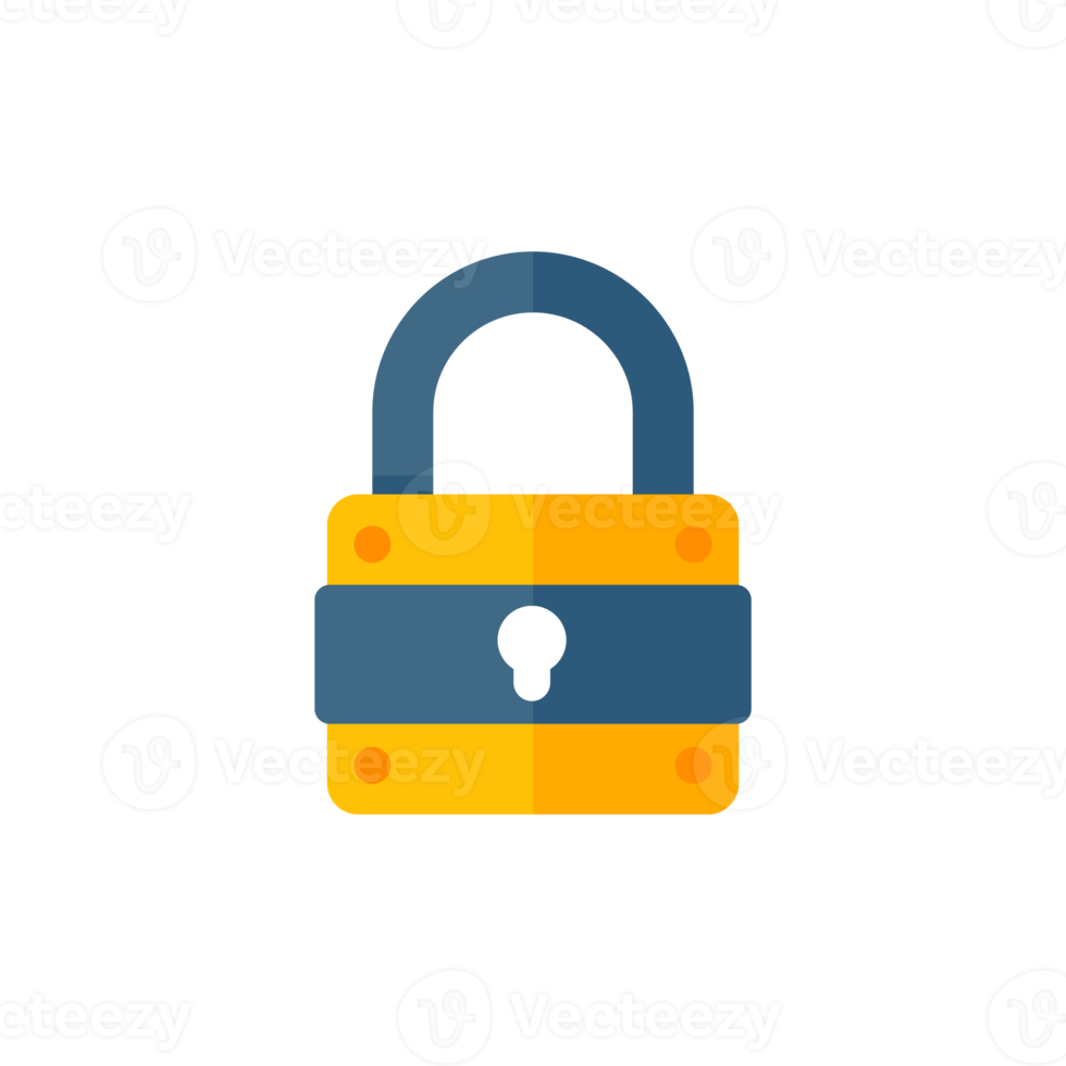 gul hänglås för låsning de information på de dator data kryptering begrepp png
