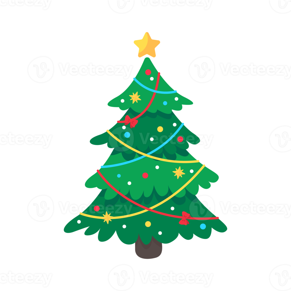 Christmas tree. A pine tree decorated with colorful lights to celebrate