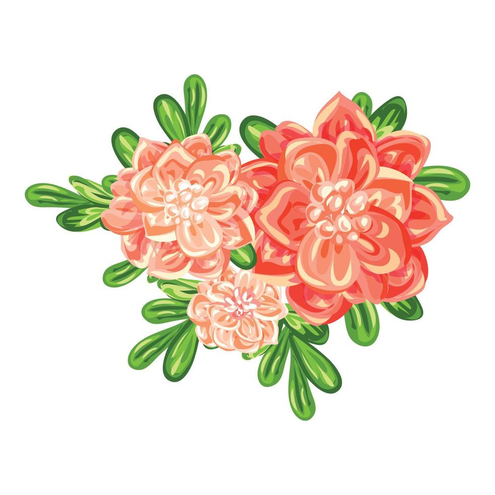 Camellia bunch icon, cartoon style vector