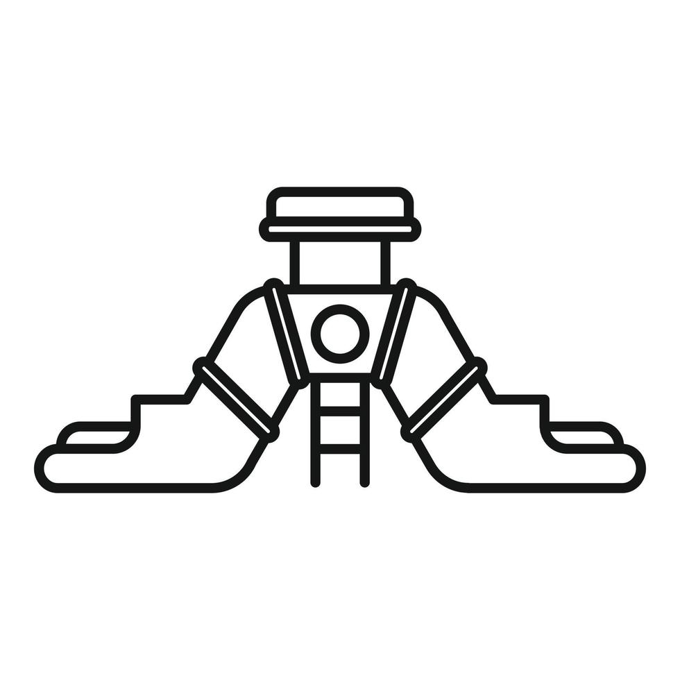 Double aquapark slide icon, outline style vector