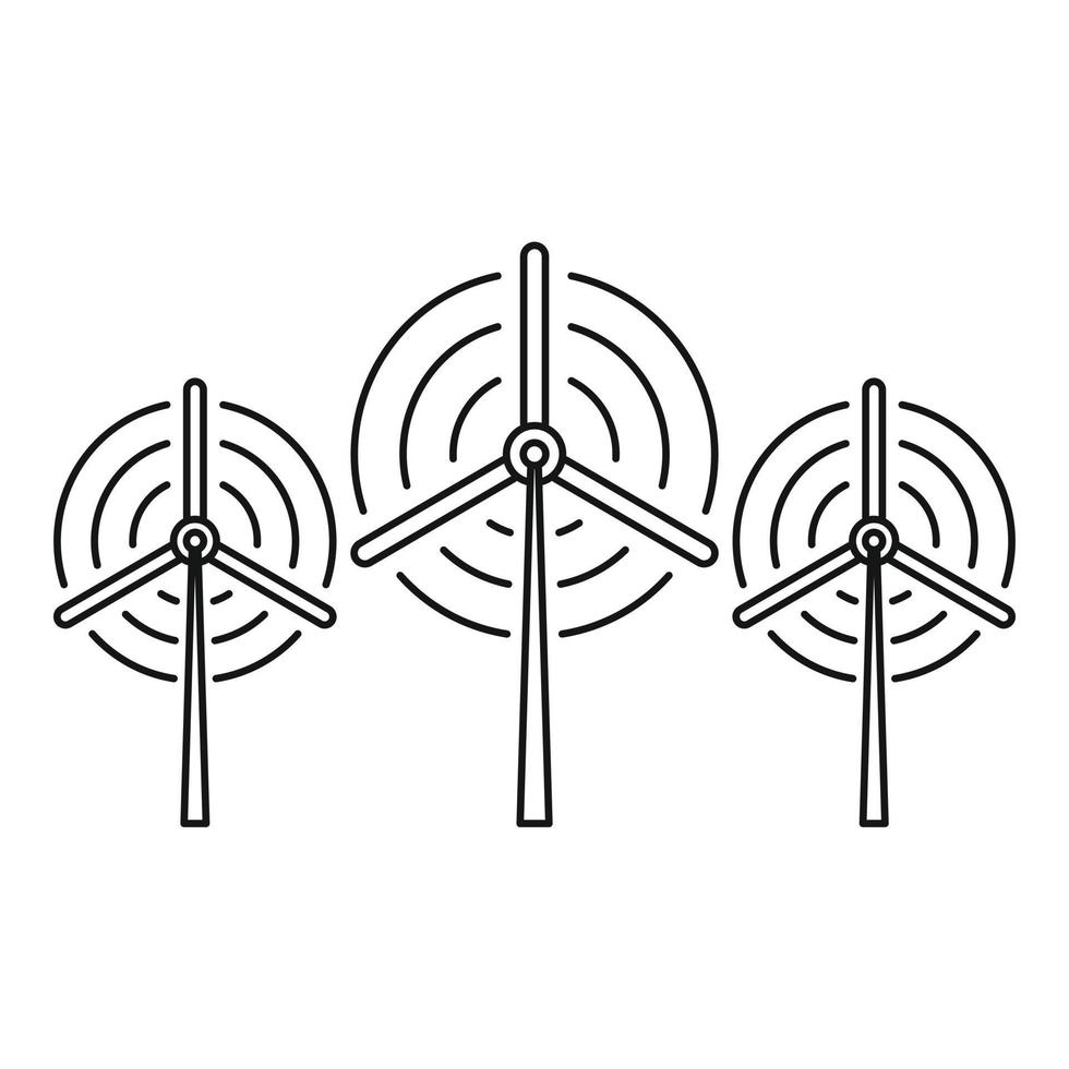 icono de turbina eólica de hélice, estilo de contorno vector