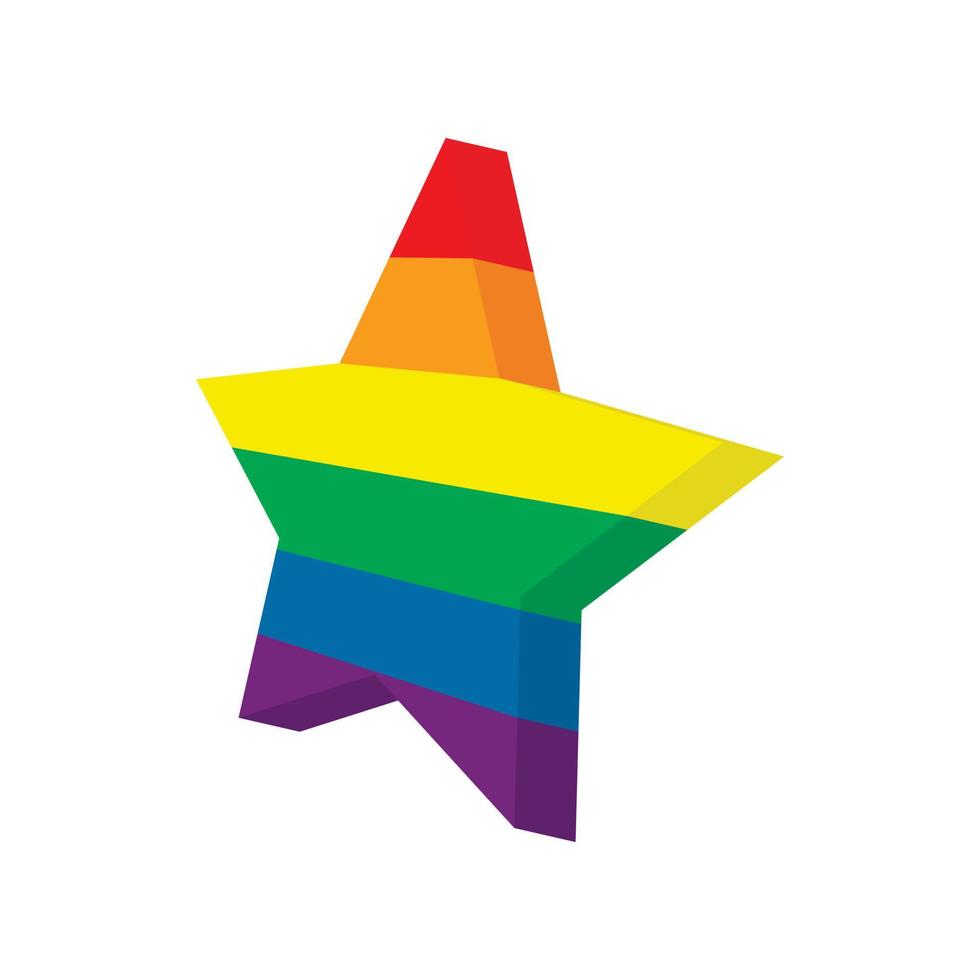 Star in LGBT color icon, cartoon style vector