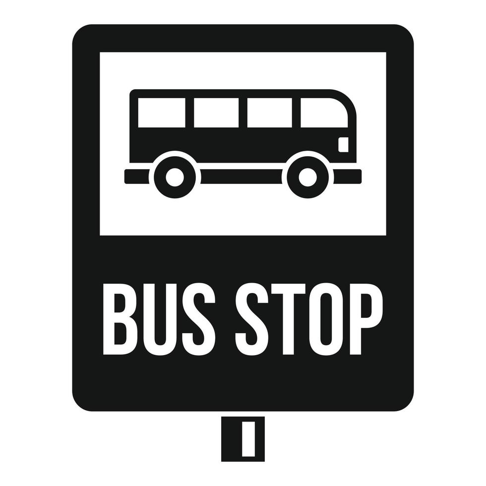 Bus stop traffic sign icon, simple style vector