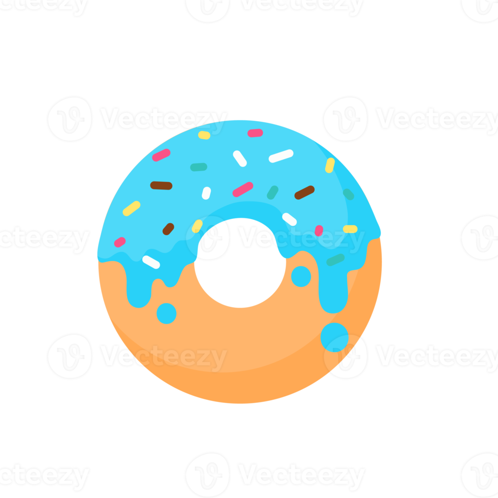 Donut-Kreis-Donuts mit bunten Löchern, die mit köstlicher Schokolade überzogen sind. png