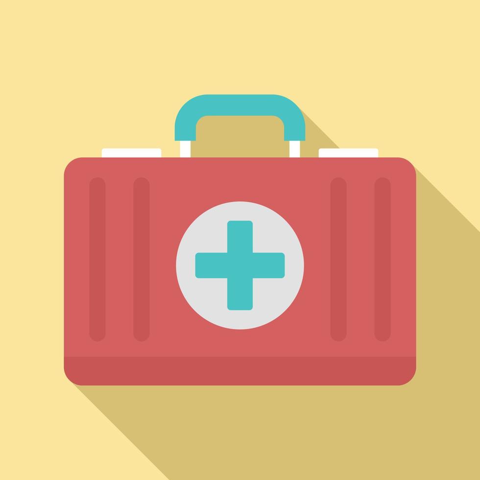 First aid kit icon, flat style vector