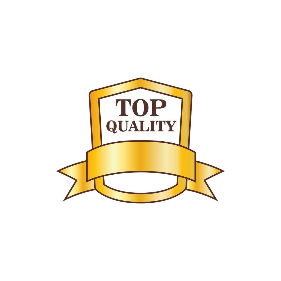 Top quality golden shield icon, flat style vector