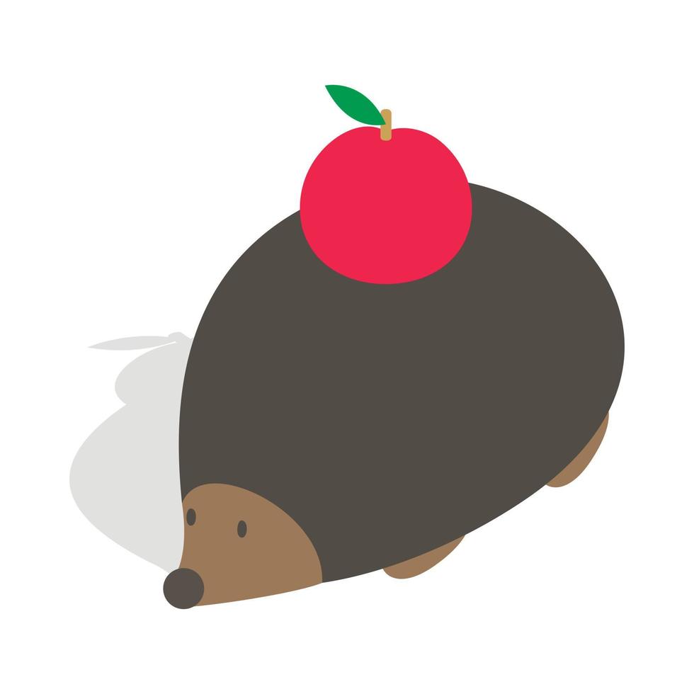 Hedgehog with apple icon, isometric 3d style vector