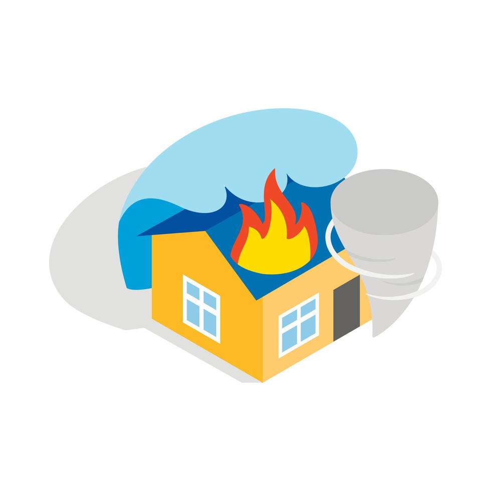 House is on fire icon, isometric 3d style vector