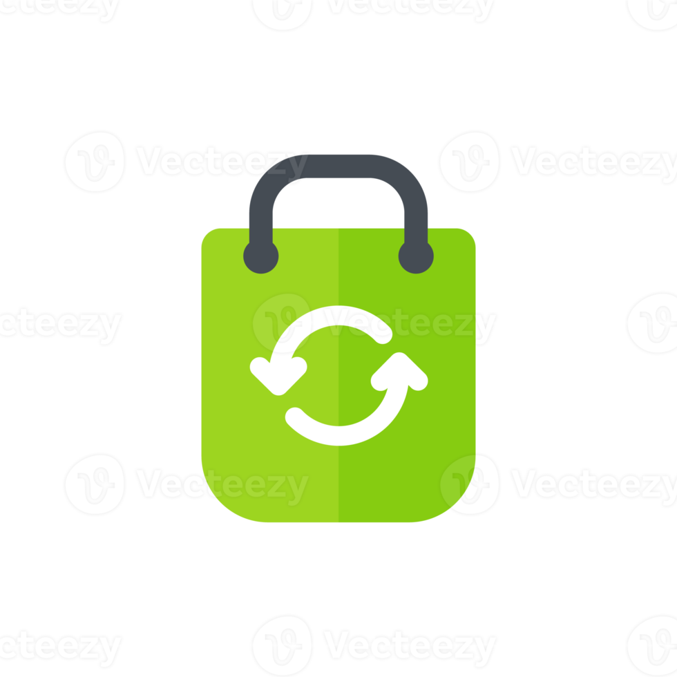 Eco bag icon. A green bag for items made of paper instead of plastic. Reuse concept png