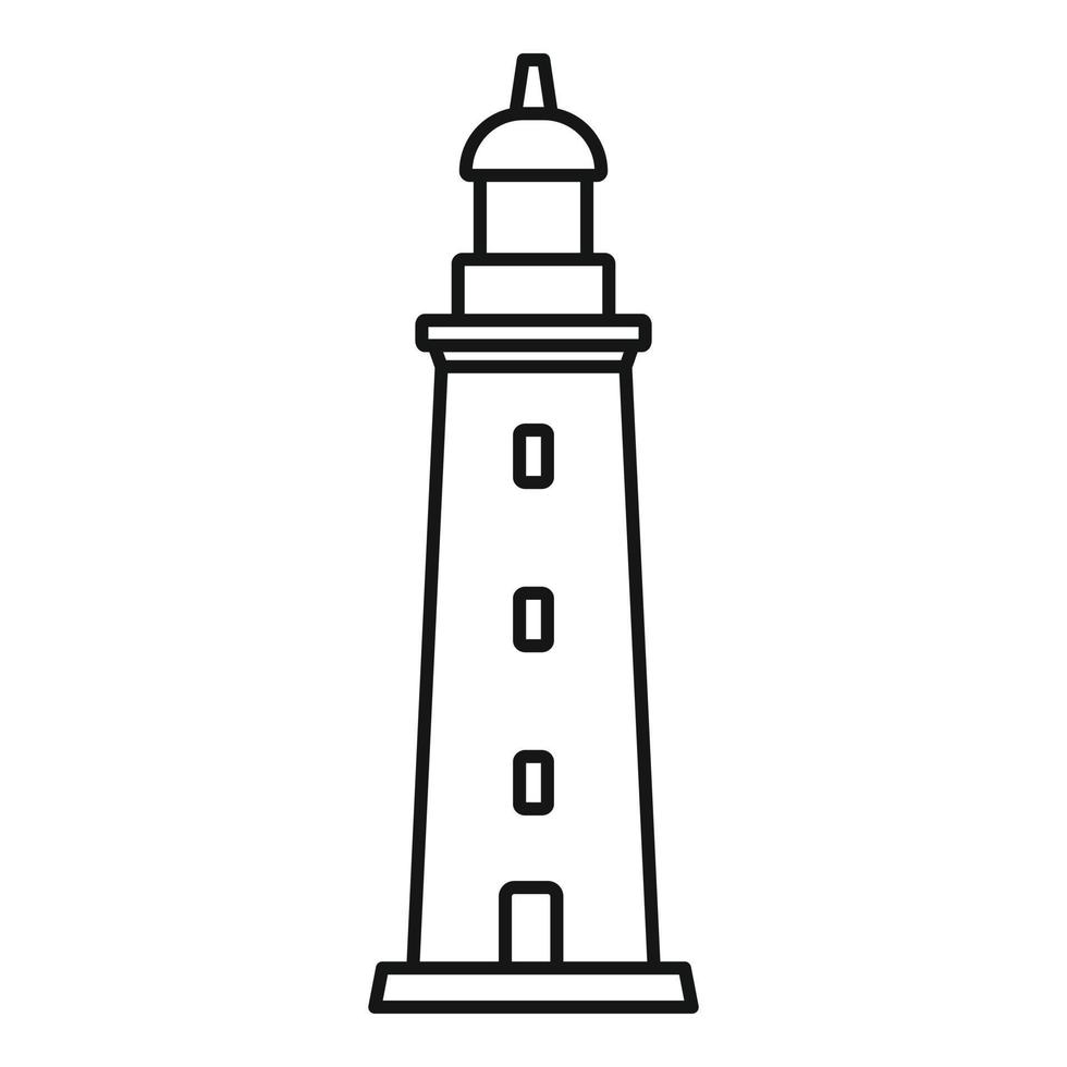 icono del faro de la torre, estilo de esquema vector