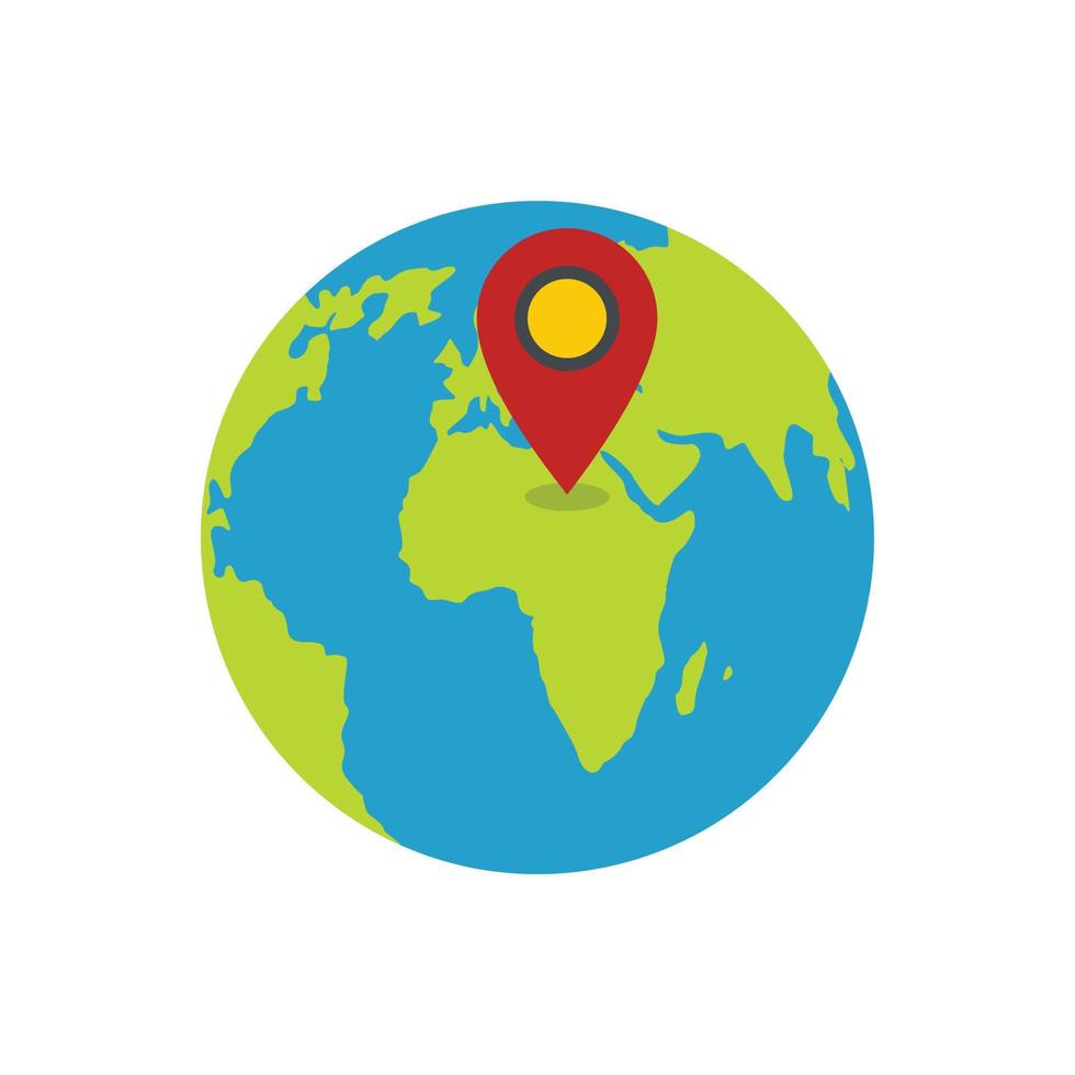 Earth navigation icon, flat style. vector