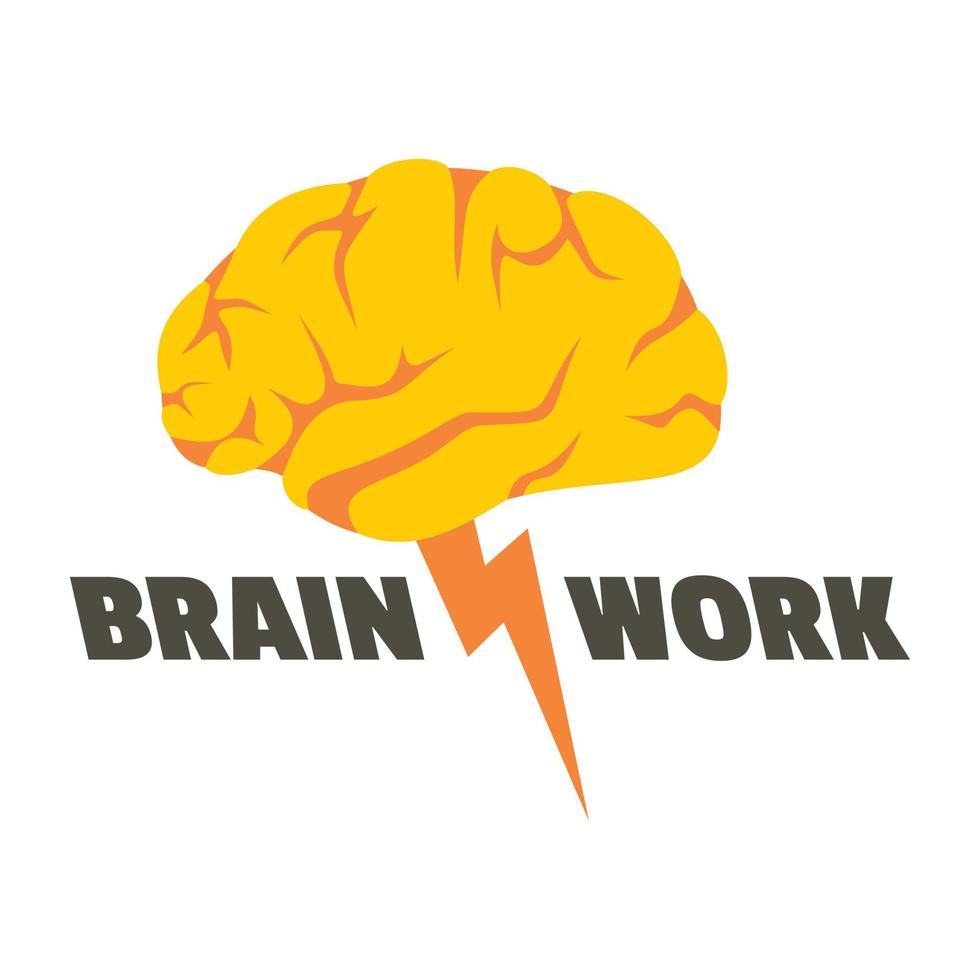 Brain work logo, flat style vector