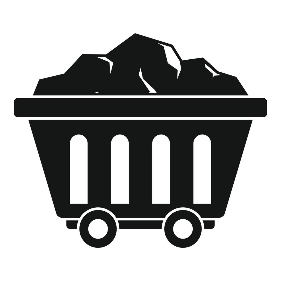 Mine coal wagon icon, simple style vector