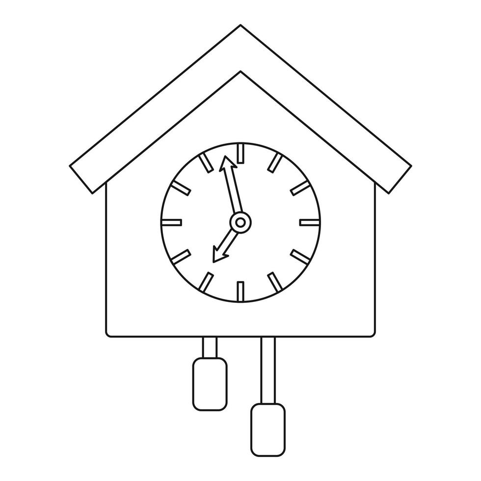 icono de reloj de cuco, estilo de esquema. vector