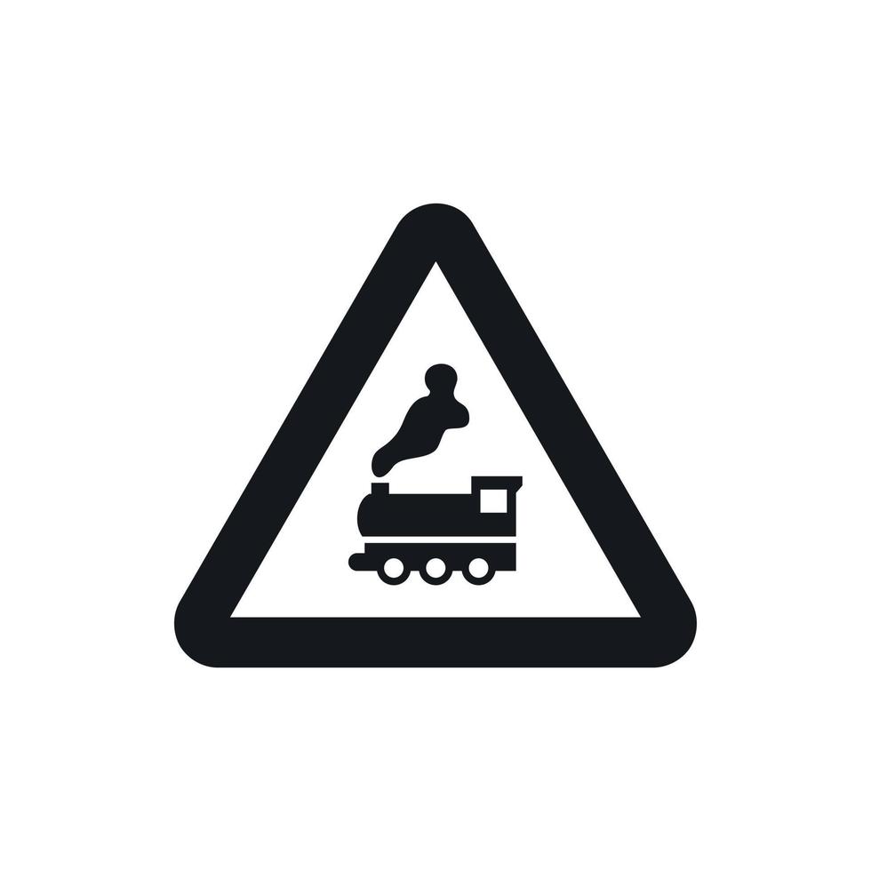 Warning sign railway crossing without barrier icon vector