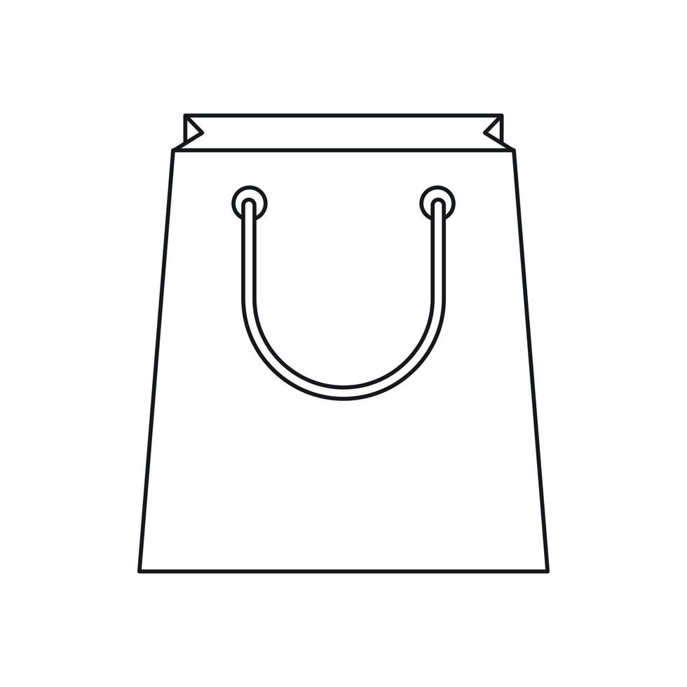 Paper shopping bag icon, outline style vector