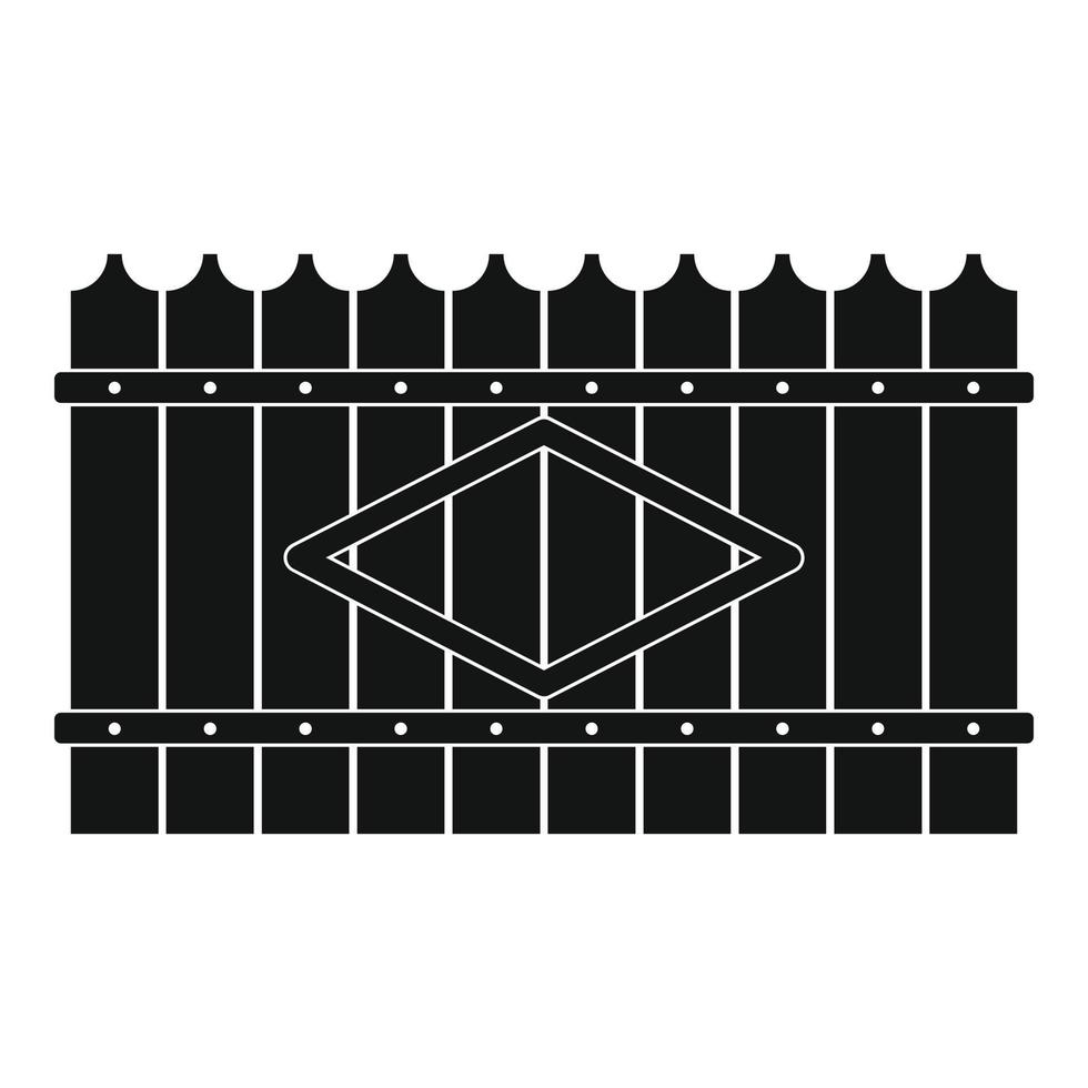 Wooden peak fence icon, simple style. vector