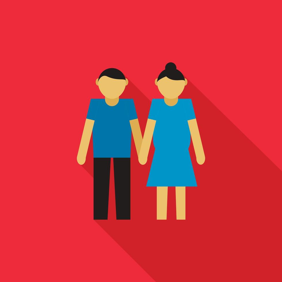 Young couple icon, flat style vector