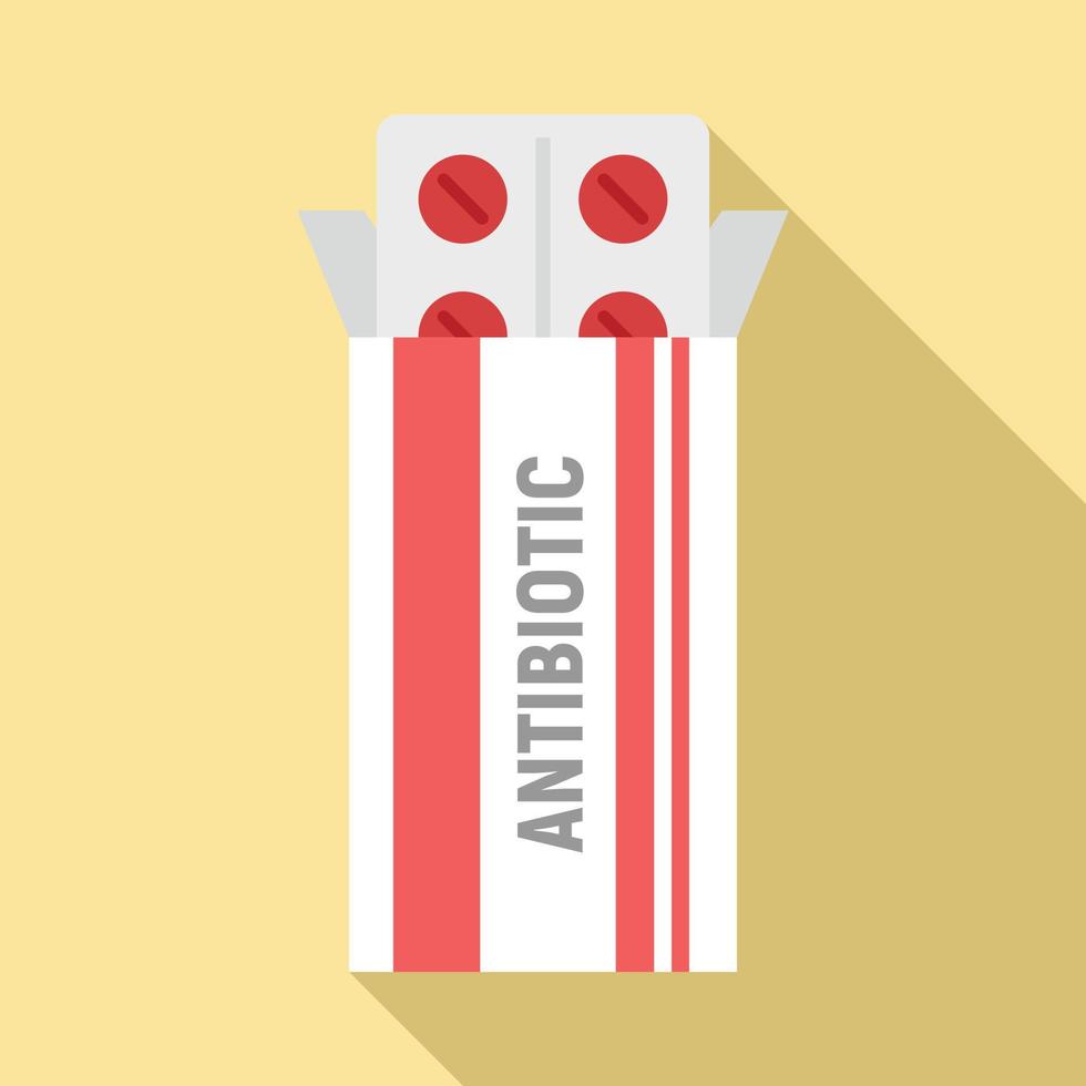 Antibiotic package box icon, flat style vector