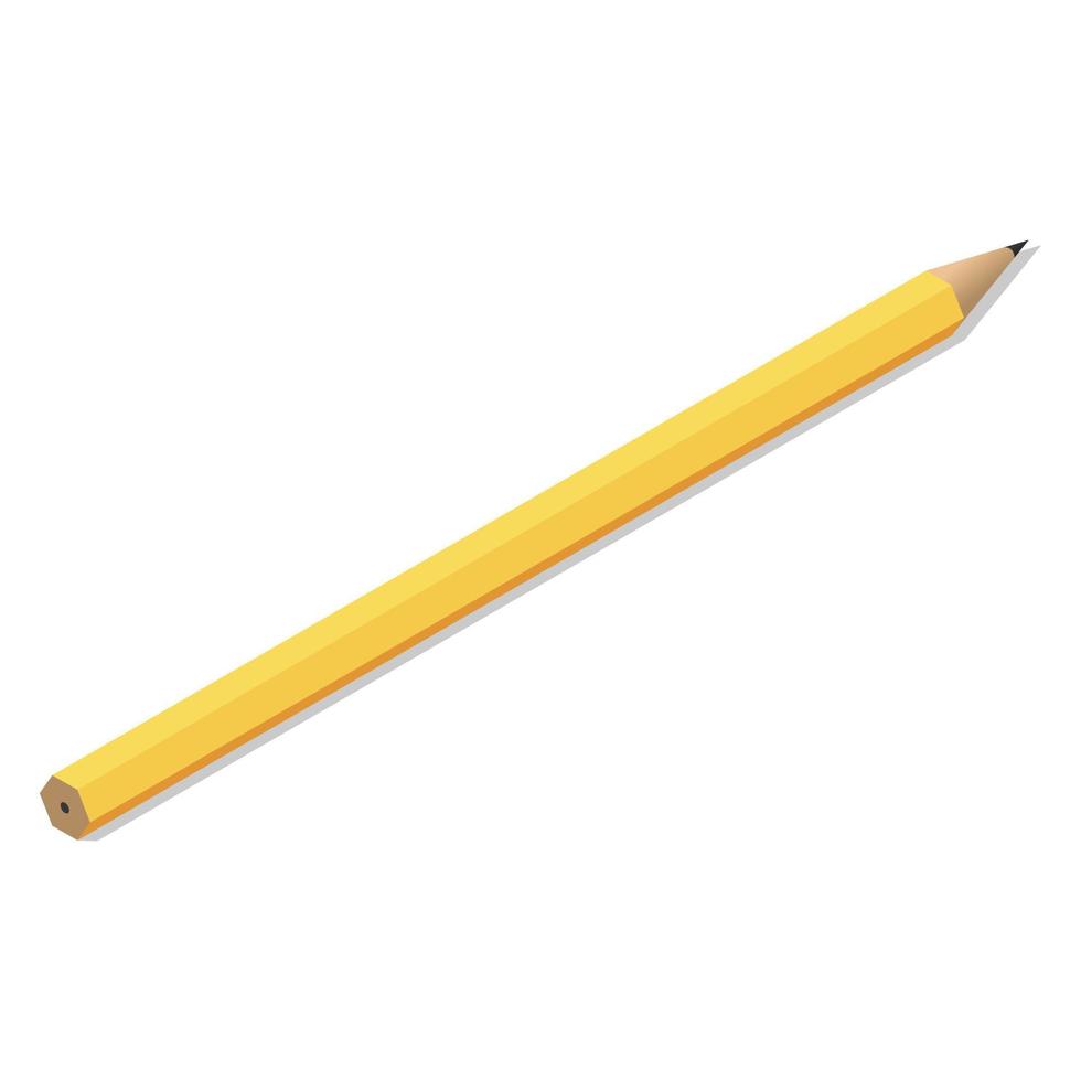 Yellow pencil icon set, isometric style vector