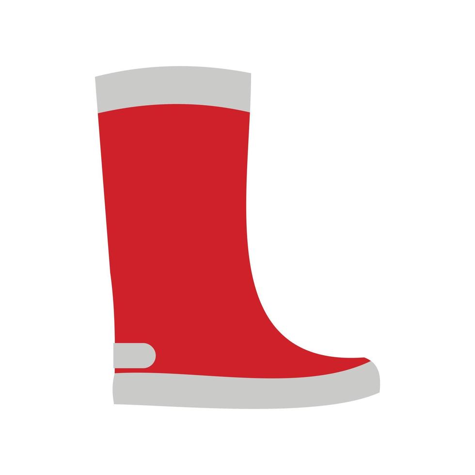 icono de bota de goma roja, tipo plano vector