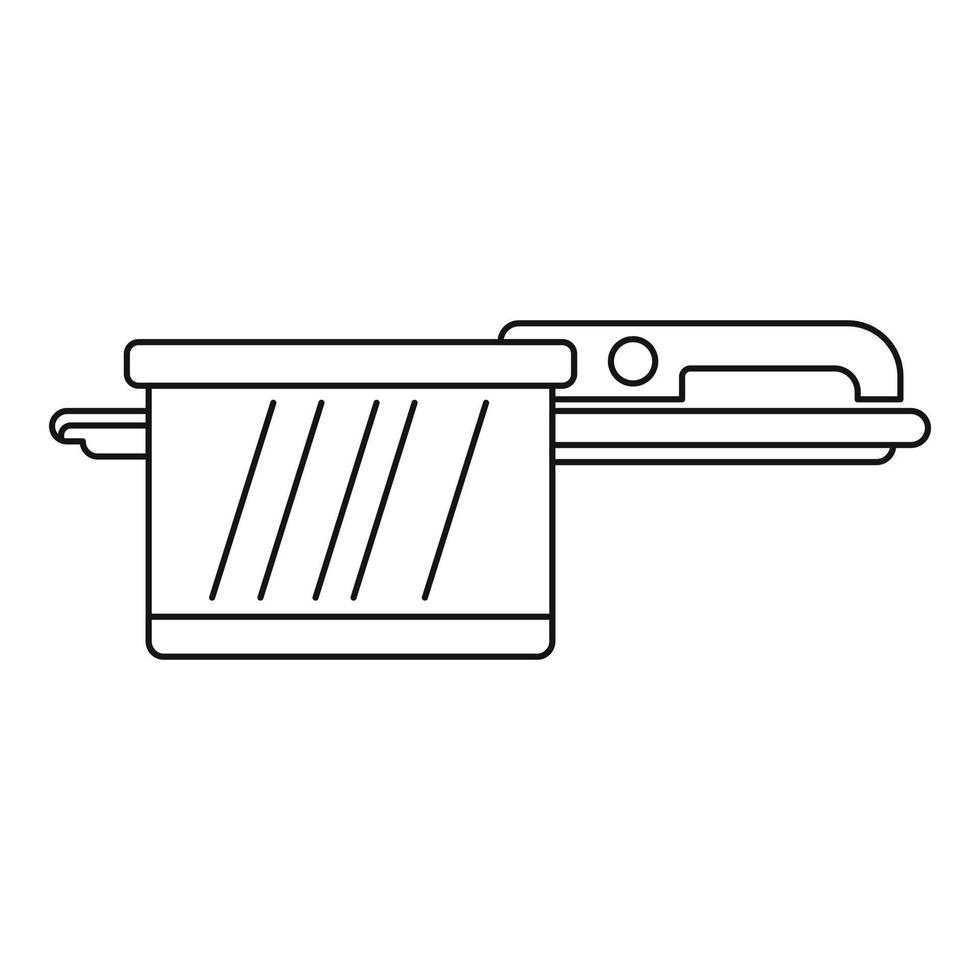 Hot saucepan icon, outline style vector
