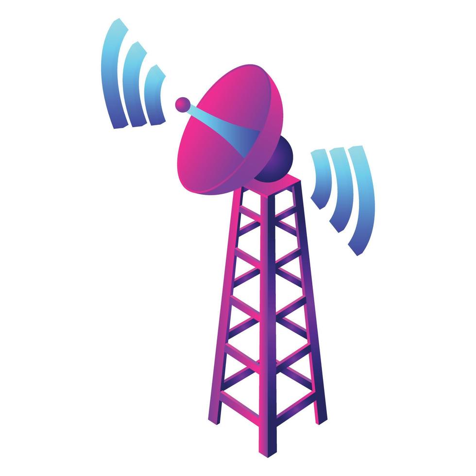Gsm smart tower icon, isometric style vector