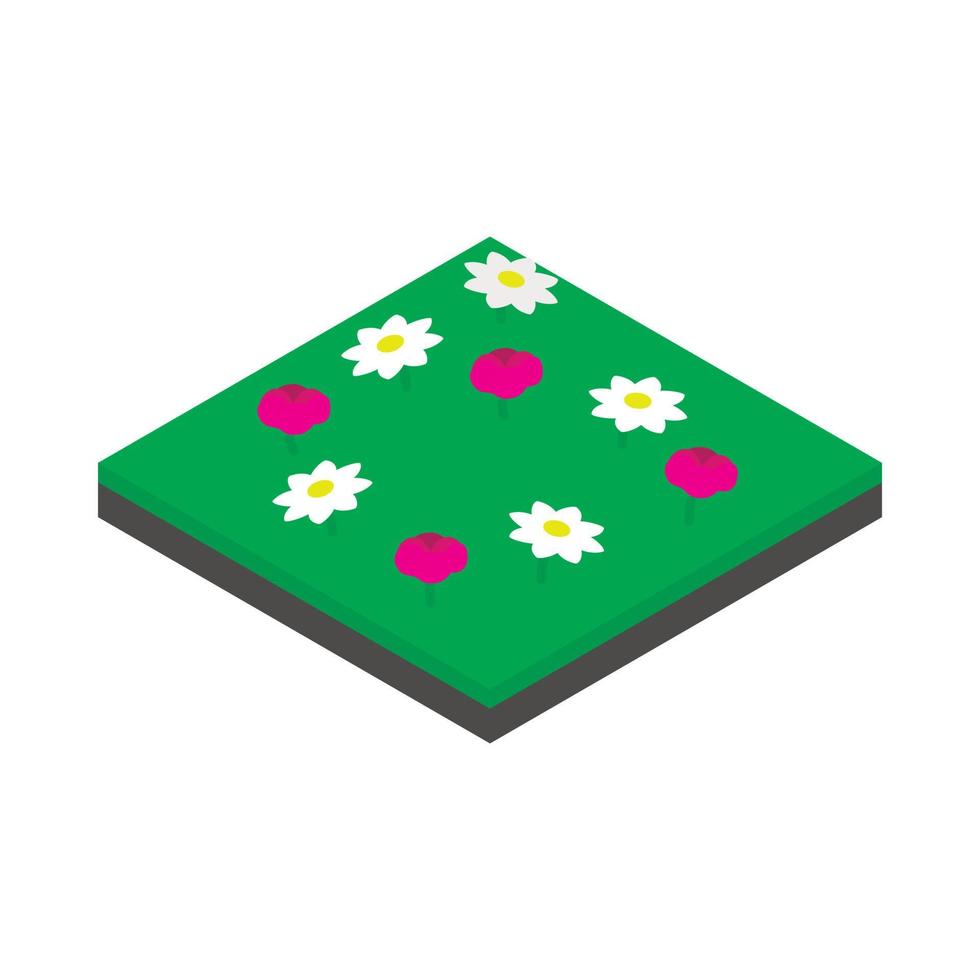 Meadow landscape icon, isometric 3d style vector