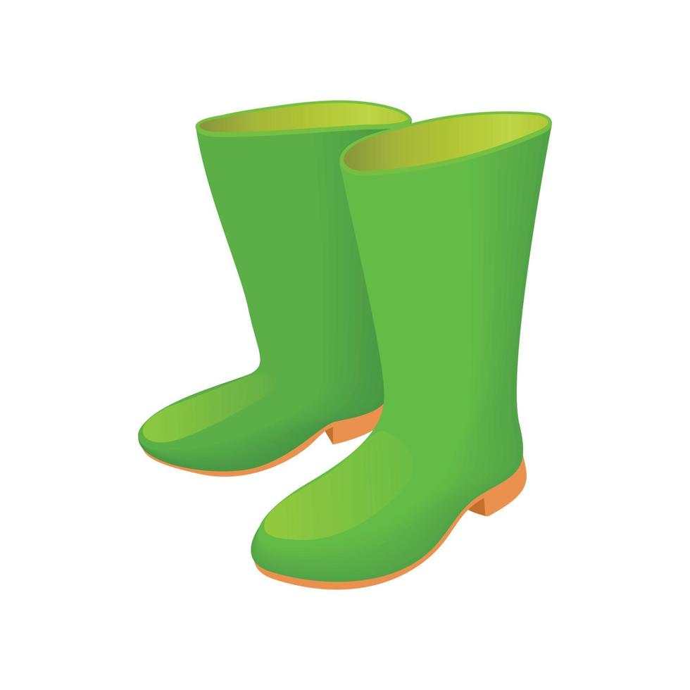 Rubber green boots icon, cartoon style vector