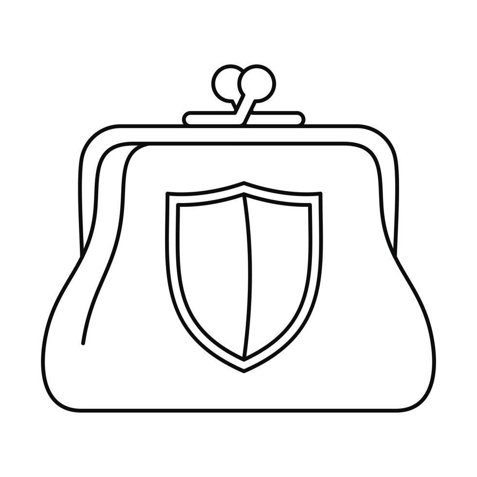 Secure purse icon, outline style vector