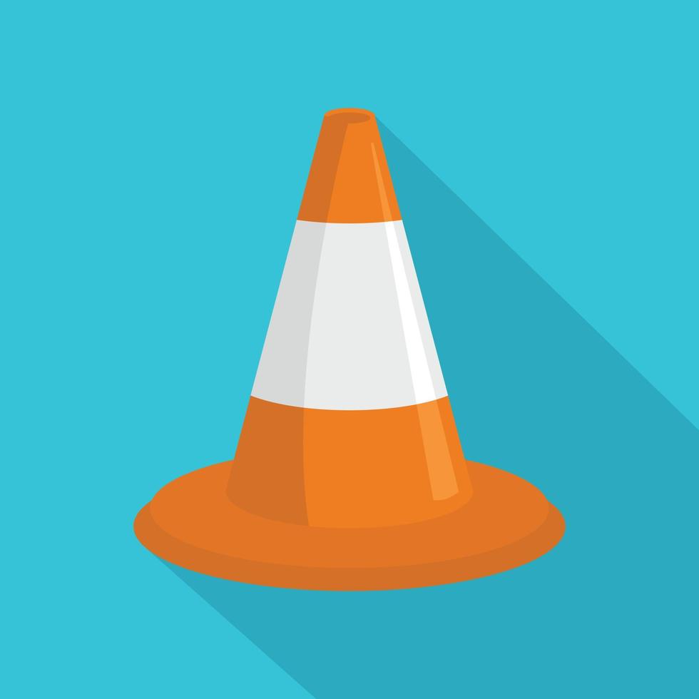Traffic cone icon, flat style vector