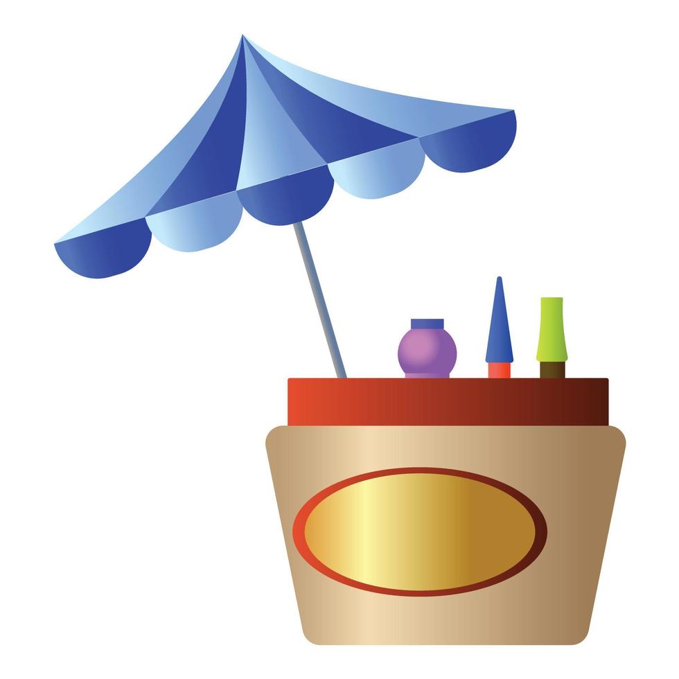 Ice cream kiosk icon, cartoon style vector