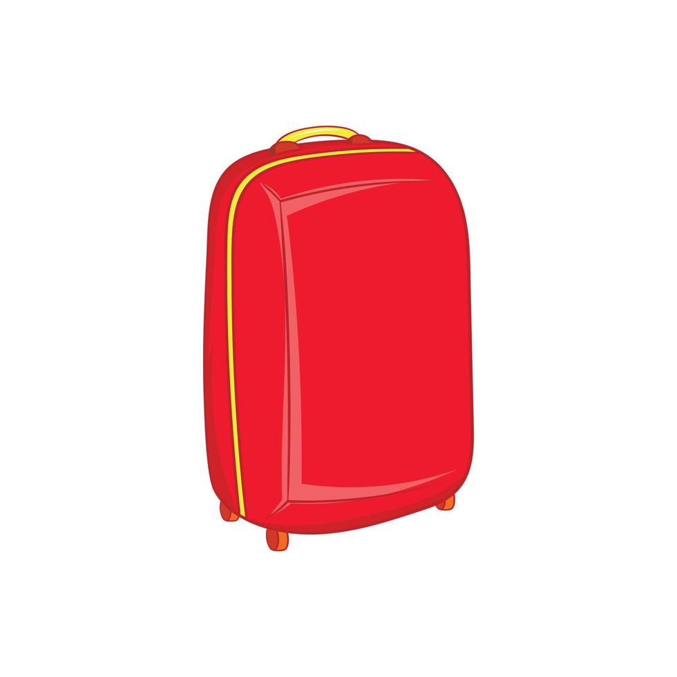 icono de maleta de viaje roja, estilo de dibujos animados vector