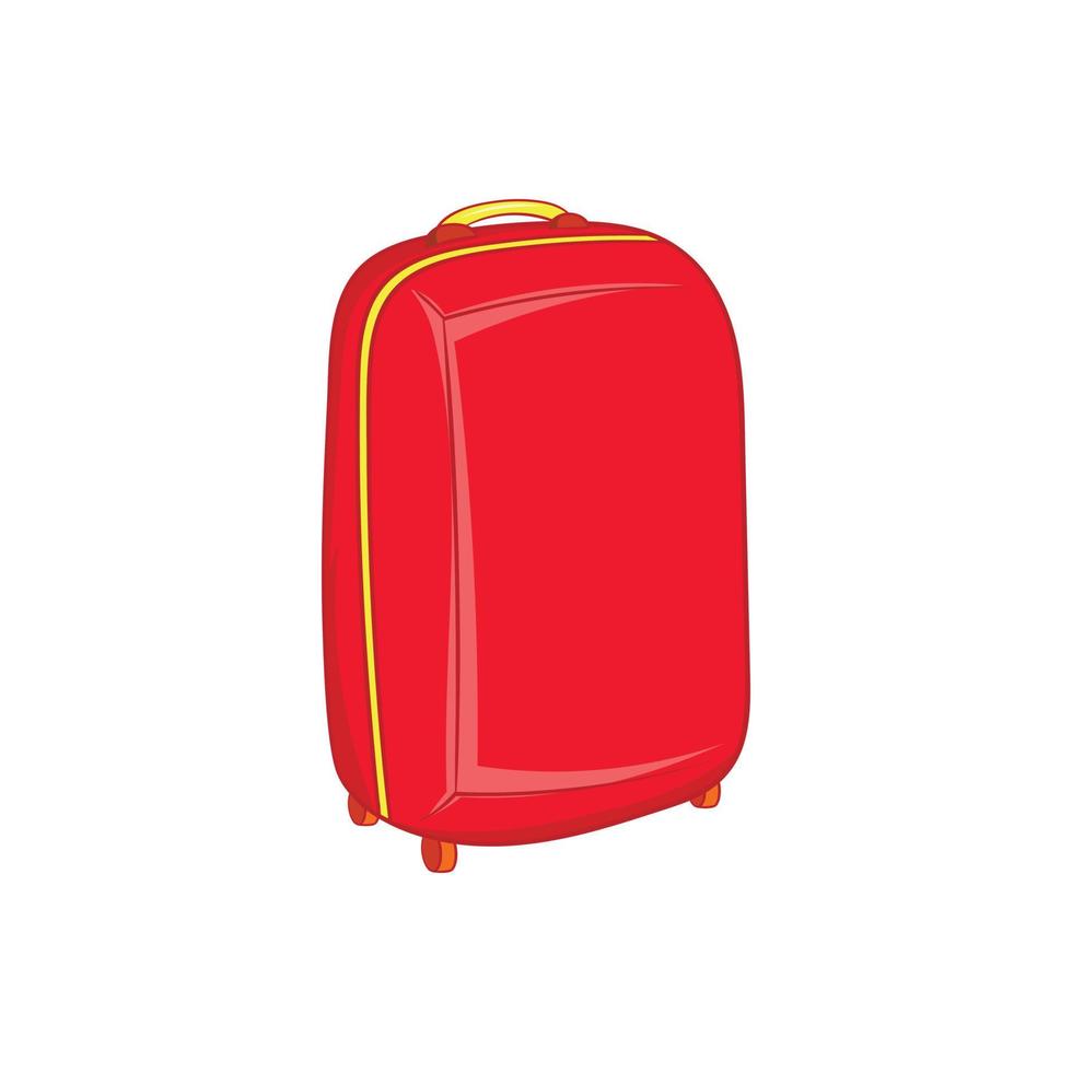 Red travel suitcase icon, cartoon style vector