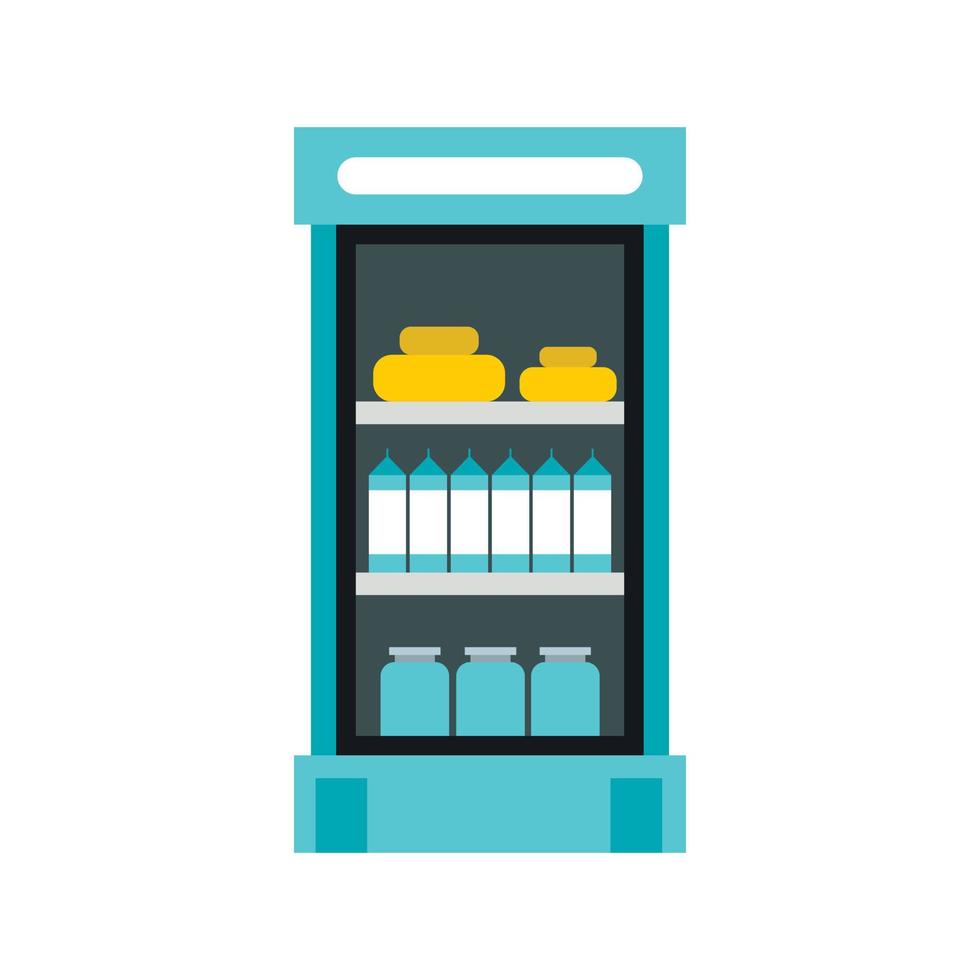 Refrigerator with products in store icon vector