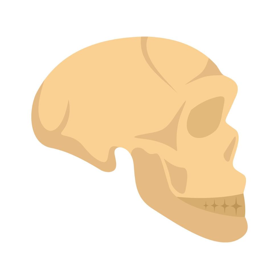 icono del cráneo del hombre de la edad de piedra, estilo plano vector